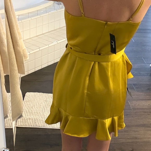 Lulu's Yellow Gold Ruffle Mini Dress - Picture 4 of 6